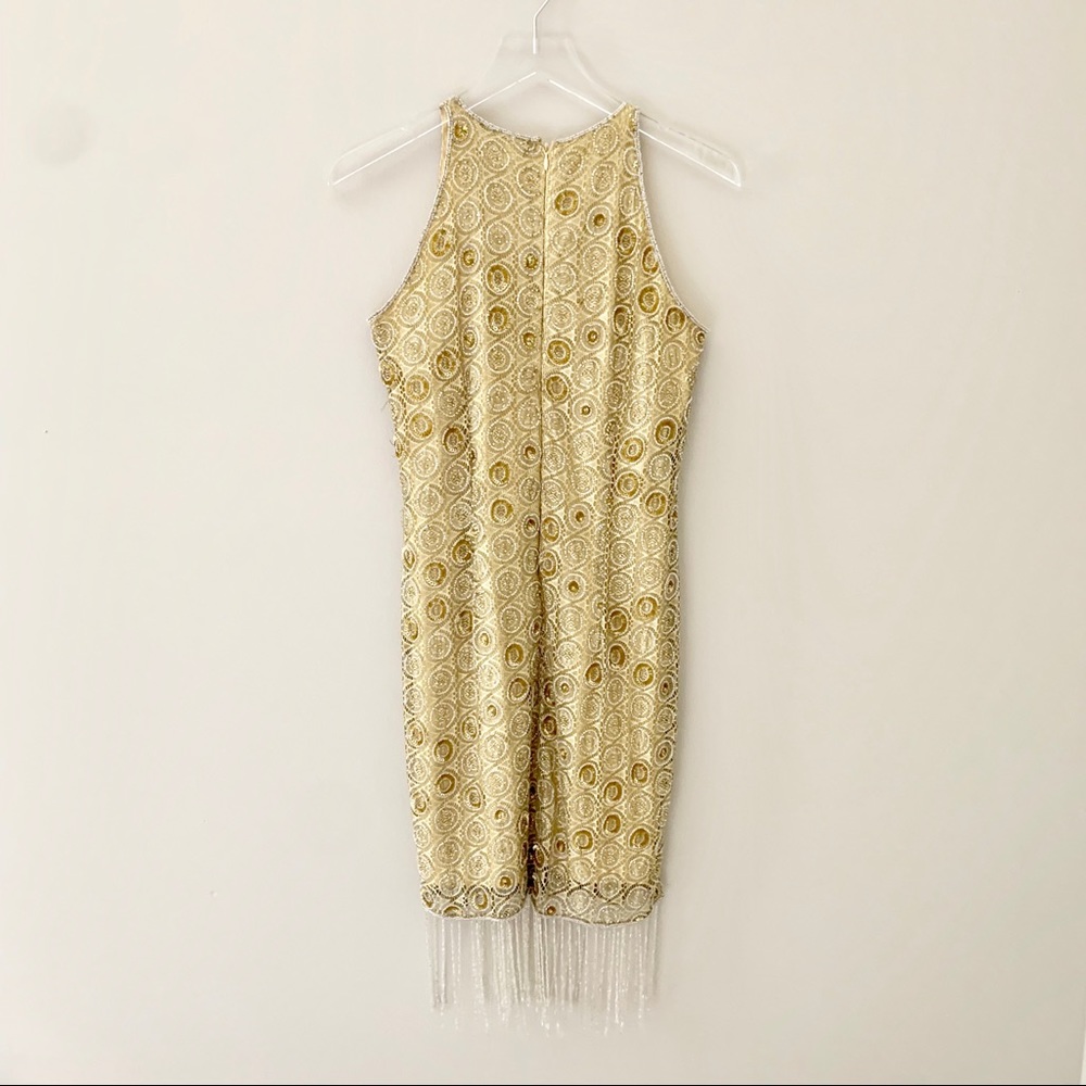 Vintage Beaded Gold Flapper Style Dress
